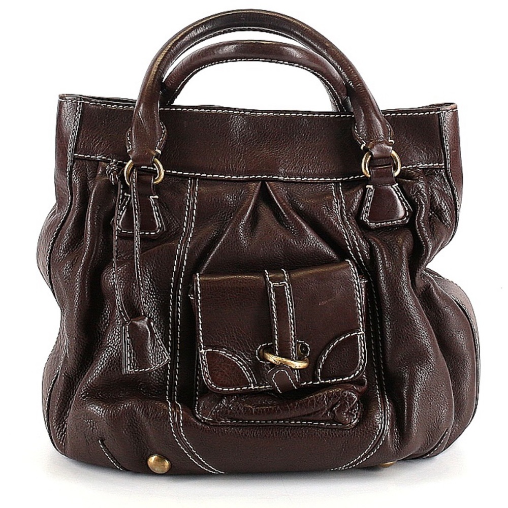 BUTI MADE IN ITALY HANDBAG SHOULDER BAG PURSE HUGE LARGE BIG BROWN LEATHER